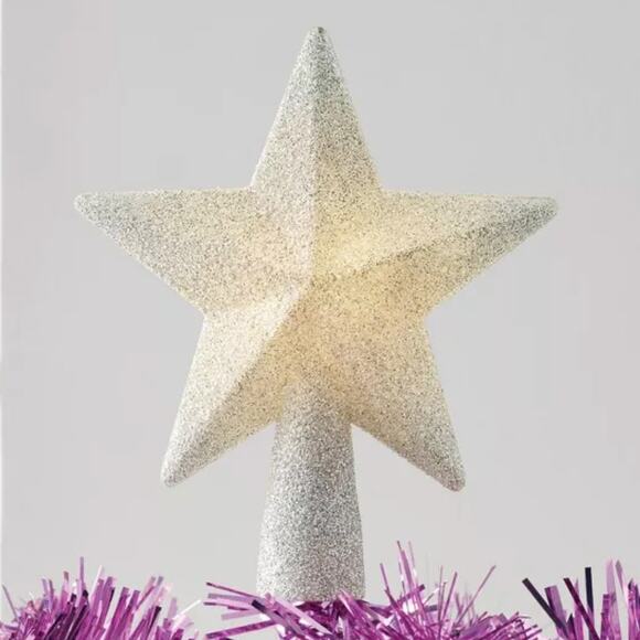 Mini Glitter Silver Star Light Up Christmas Tree Topper LED 4.7" Lit Holiday Dec - Picture 4 of 5